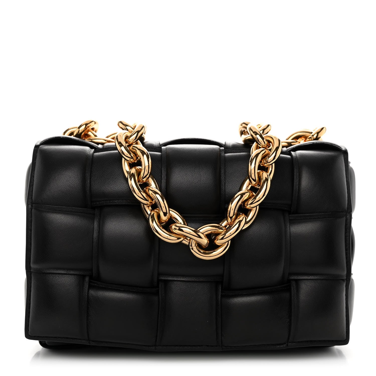 Bottega Veneta Lambskin Maxi Intreccio Padded Chain Cassette Crossbody Bag Black 1 of 9