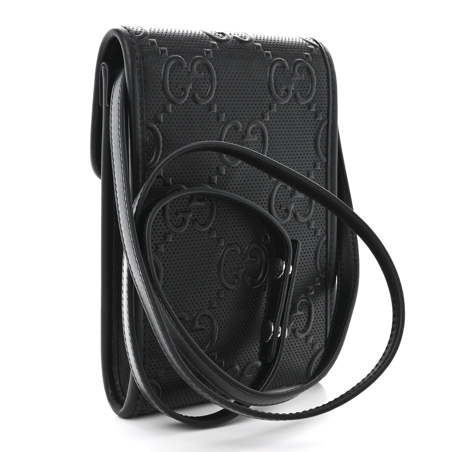 Gucci Calfskin GG Tennis Embossed Mini Crossbody Bag Black 3 of 10