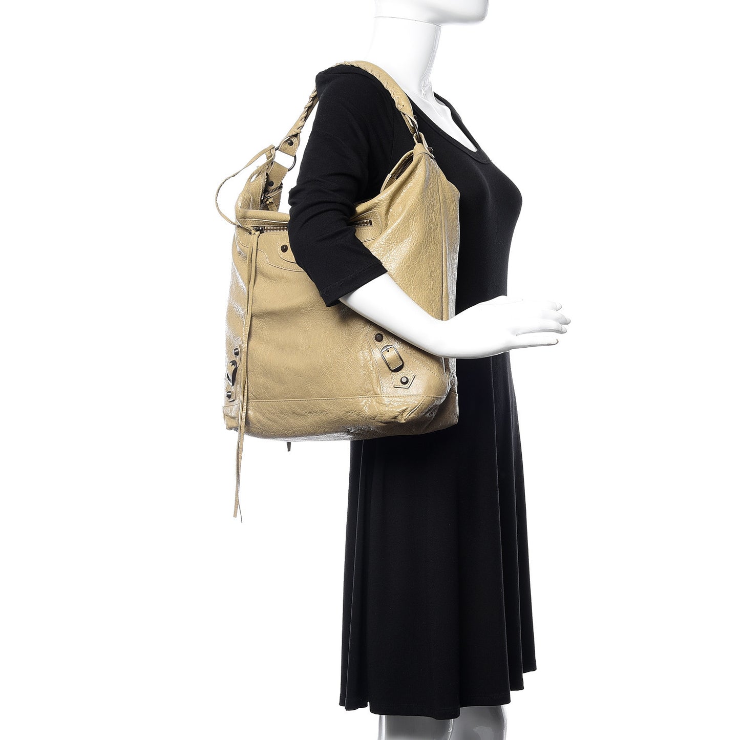 Agneau Classic Hardware Day Hobo Latte Beige