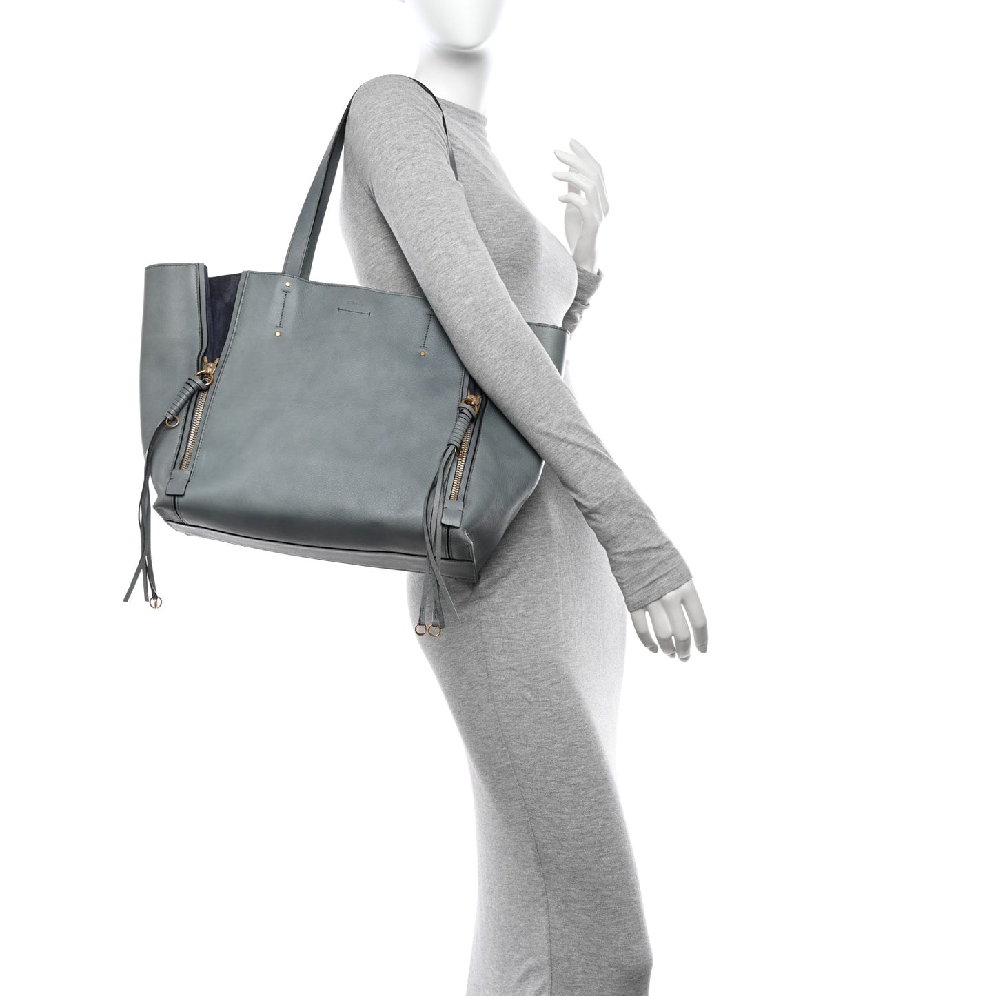 Smooth Calfskin Medium Milo Shopping Tote Cloudy Blue