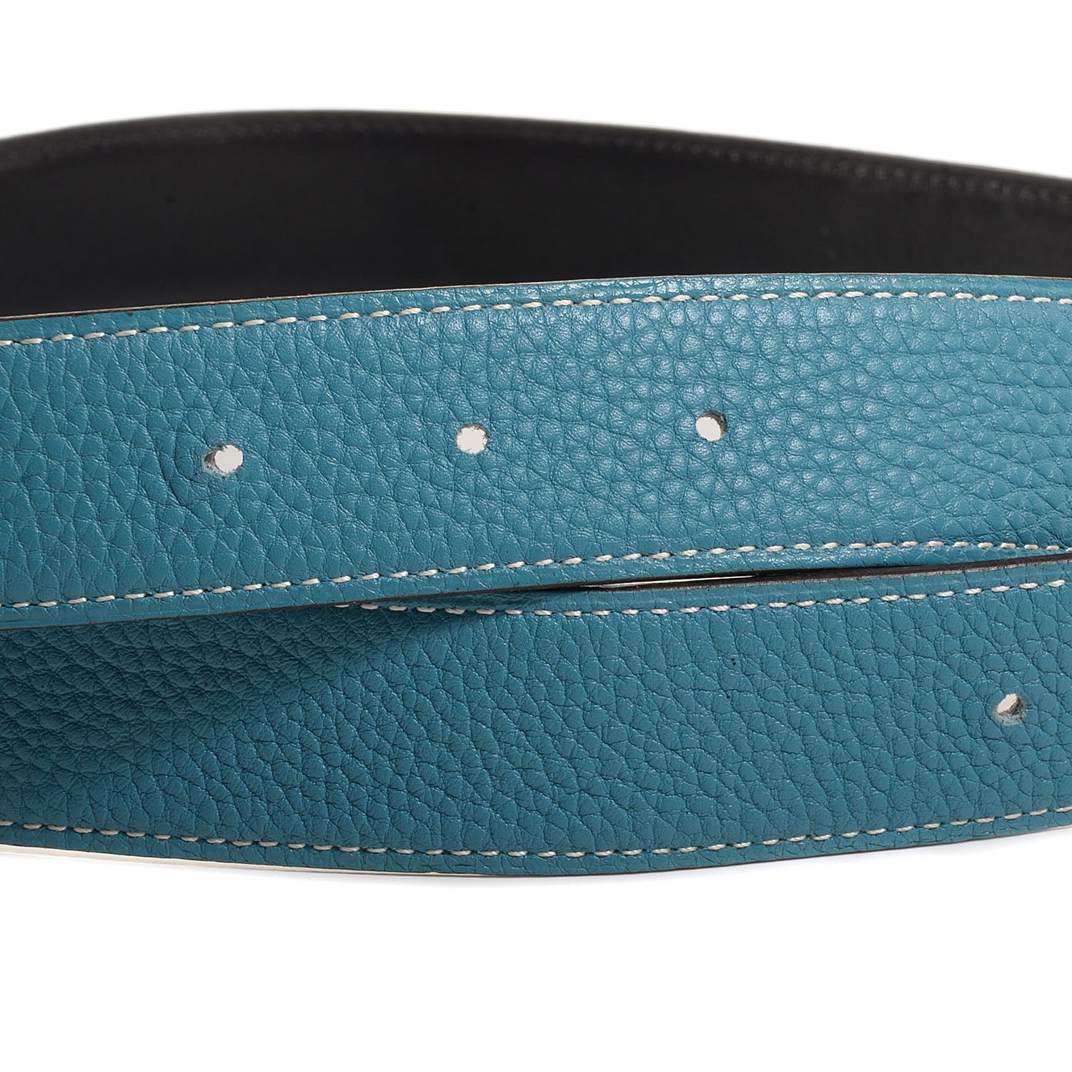 Hermes Box Togo 32mm Reversible Belt Strap 85 Black Blue Jean 3 of 5