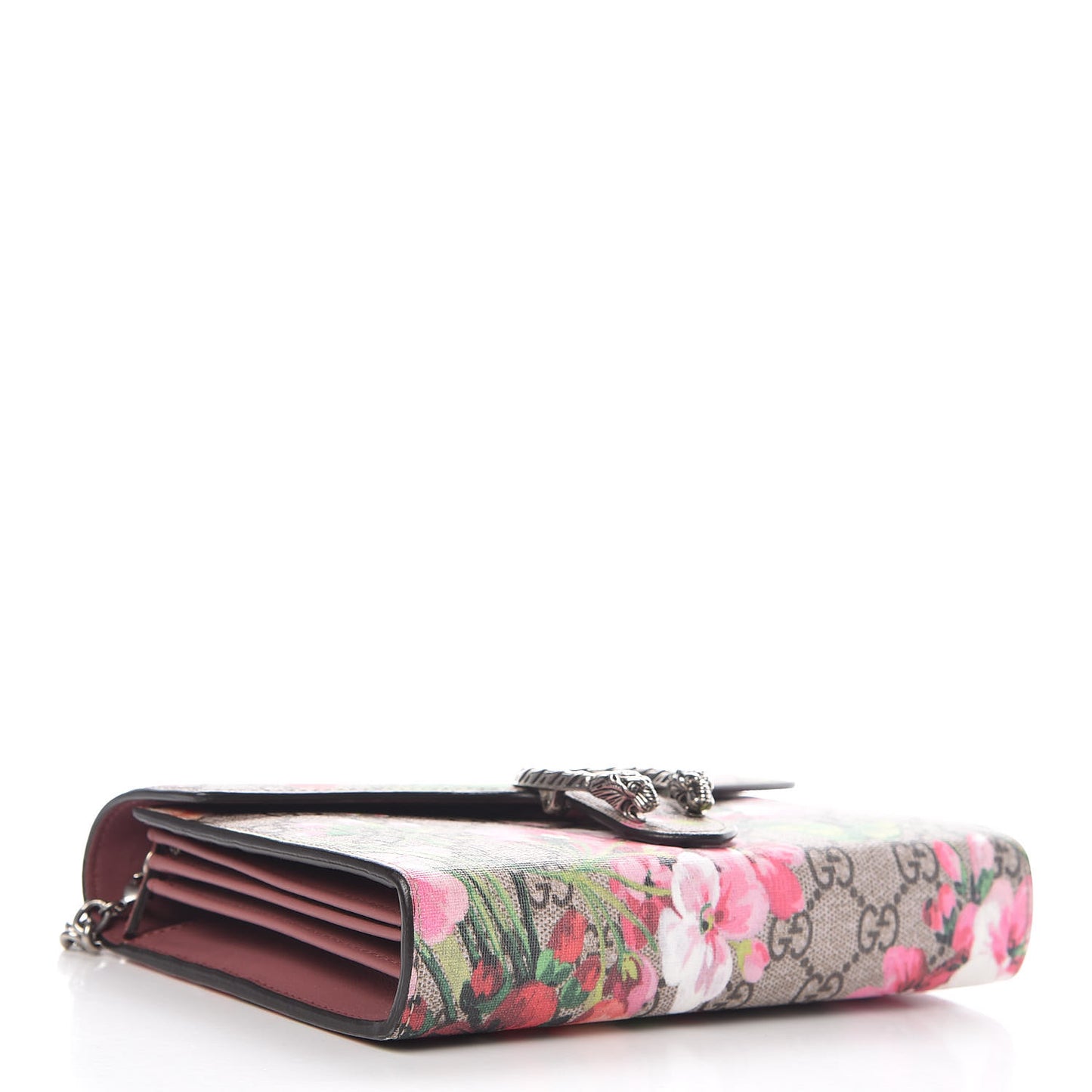 GG Supreme Monogram Blooms Mini Dionysus Chain Wallet Beige Multicolor Dry Rose