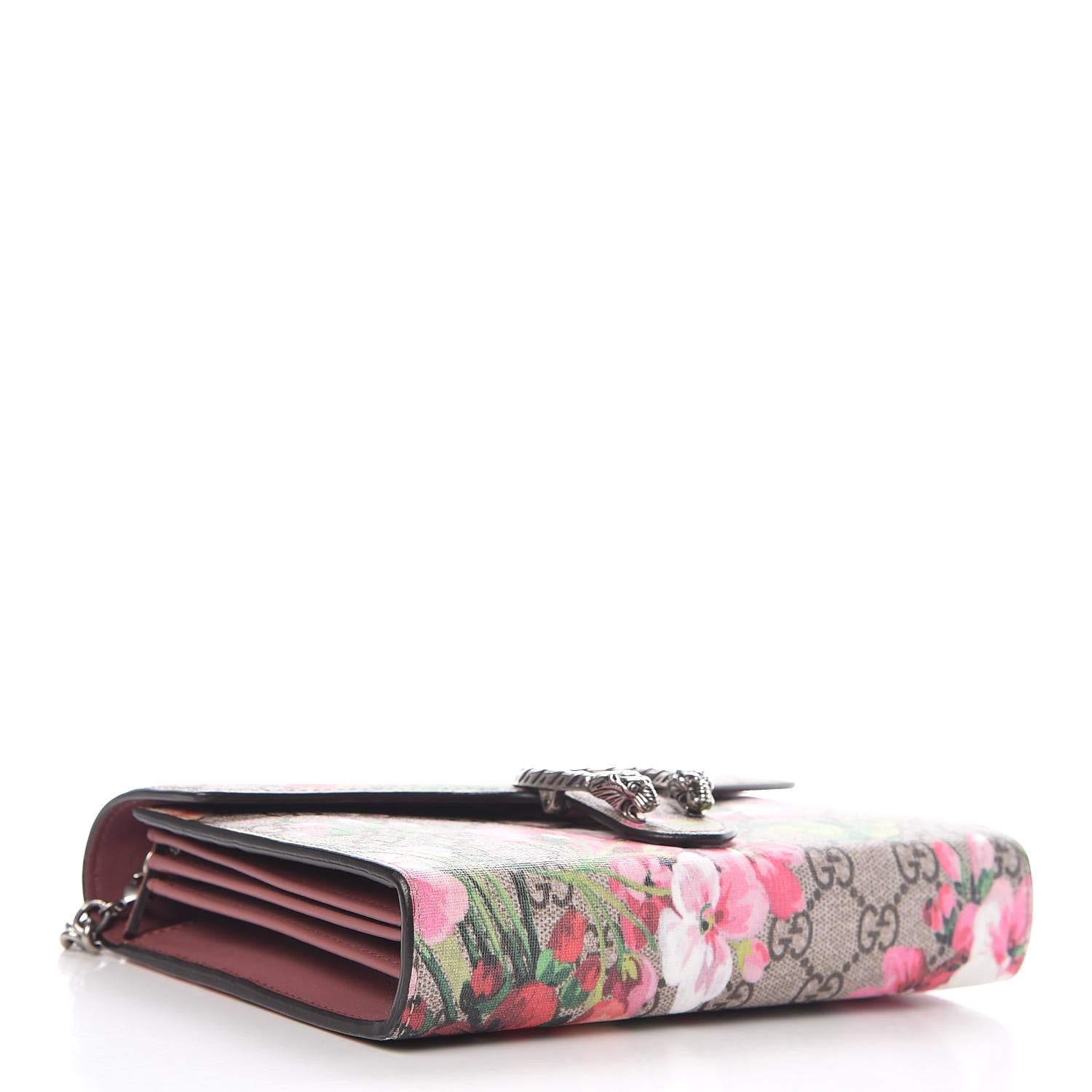 Gucci GG Supreme Monogram Blooms Mini Dionysus Chain Wallet Beige Multicolor Dry Rose 4 of 8
