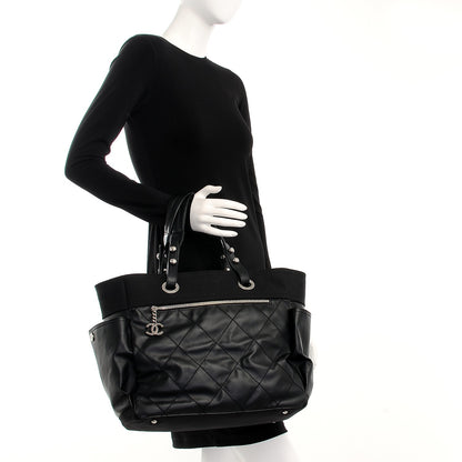 Chanel Coated Canvas Quilted Large Paris Biarritz Tote Black 2 of 8