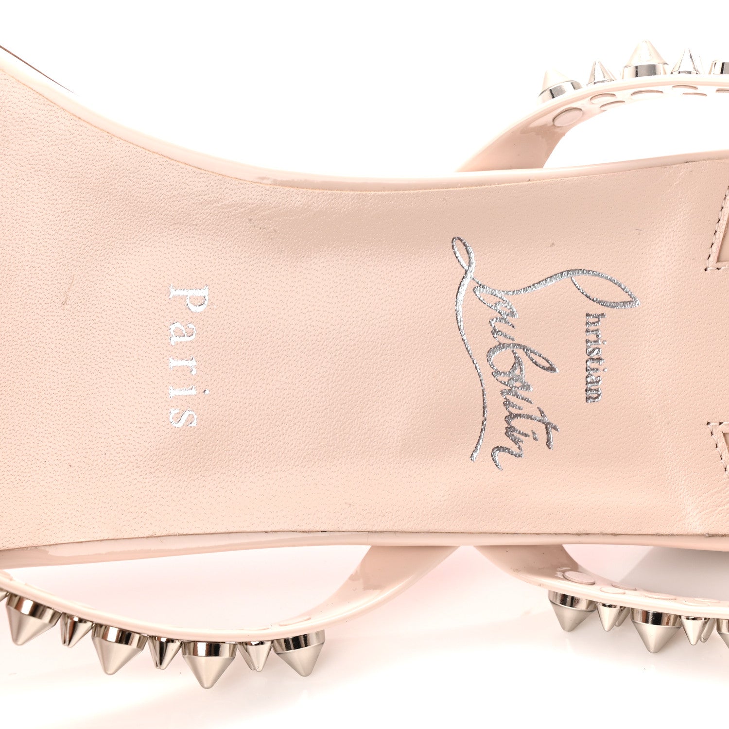 Christian Louboutin Patent Spike Mafaldina Flat Sandals 39 Leche 8 of 9