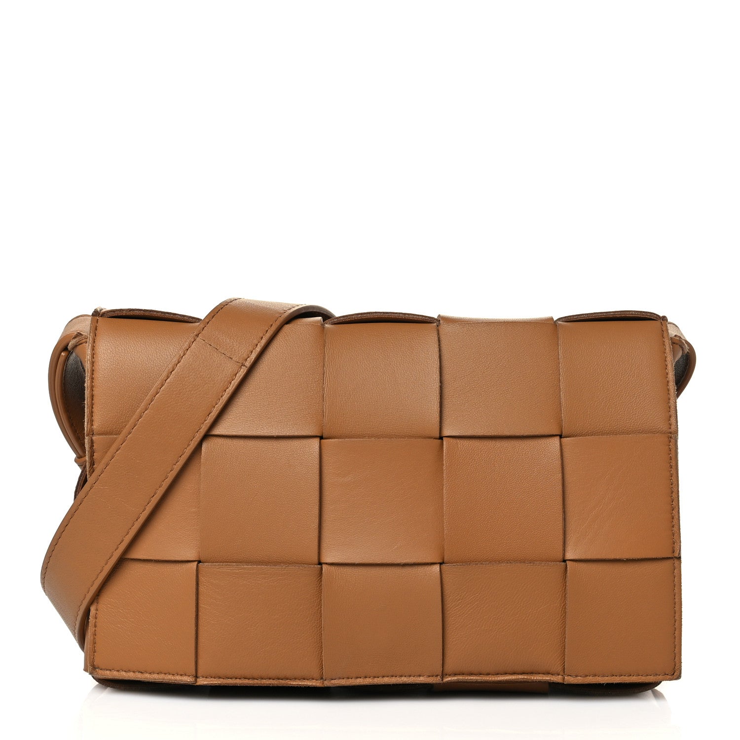Bottega Veneta Lambskin Maxi Intrecciato Cassette Crossbody Bag Caramel 1 of 10