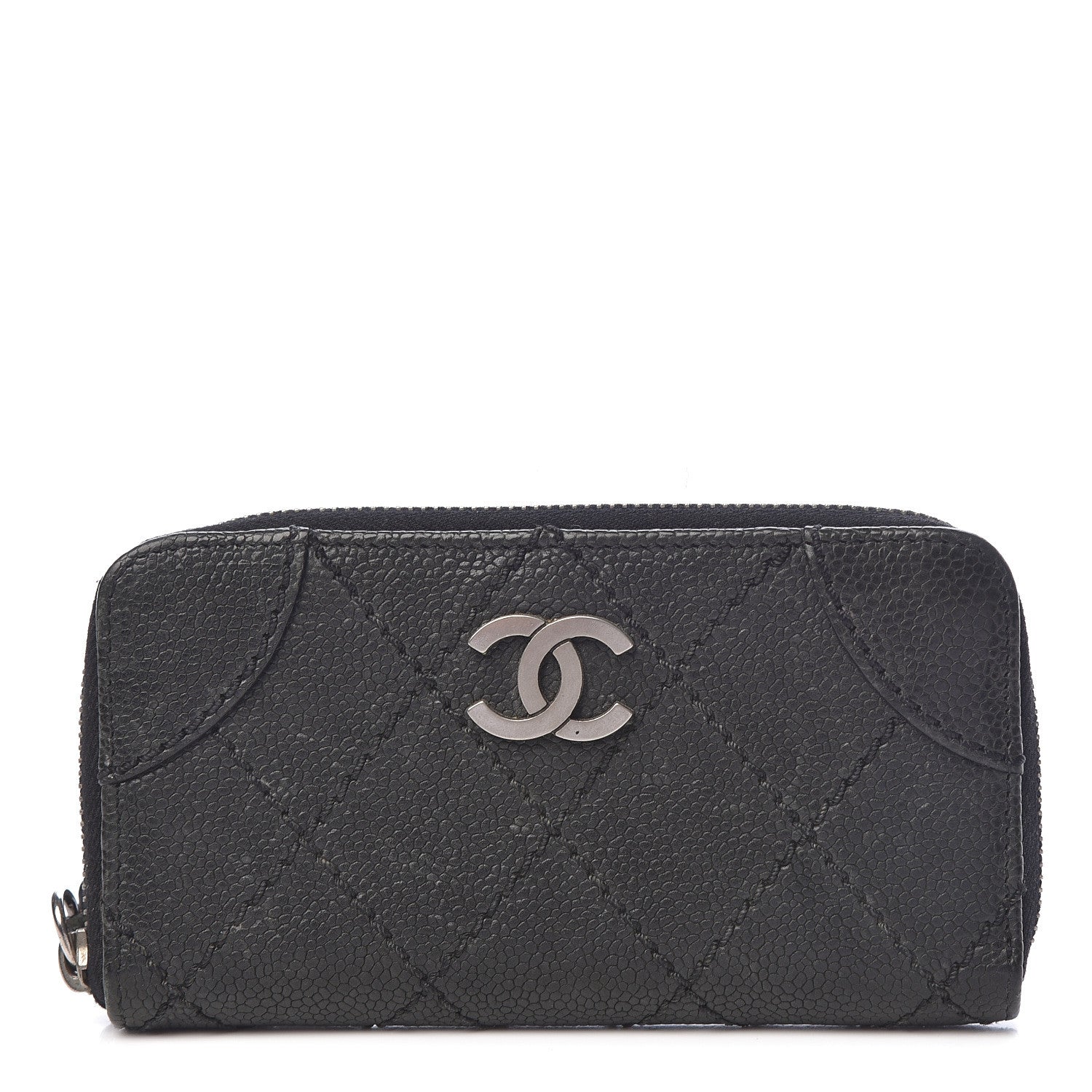Chanel Caviar Outdoor Ligne Zip Coin Purse Wallet Black 1 of 15
