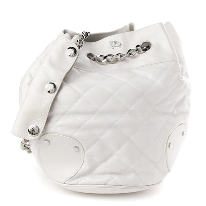 Burberry Calfskin Quilted Bucket Shoulder Bag White 1 of 9