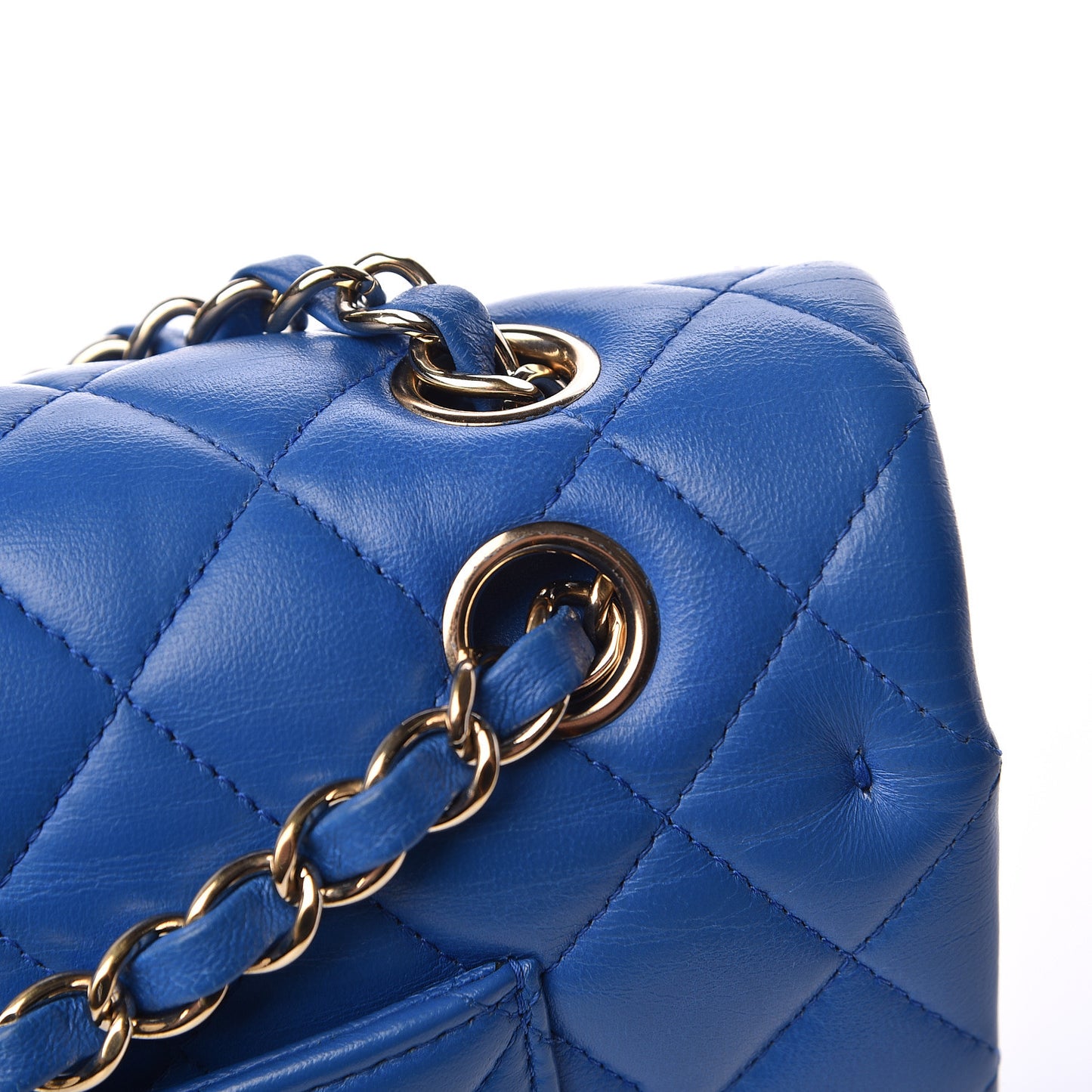 Lambskin Quilted Medium Double Flap Blue