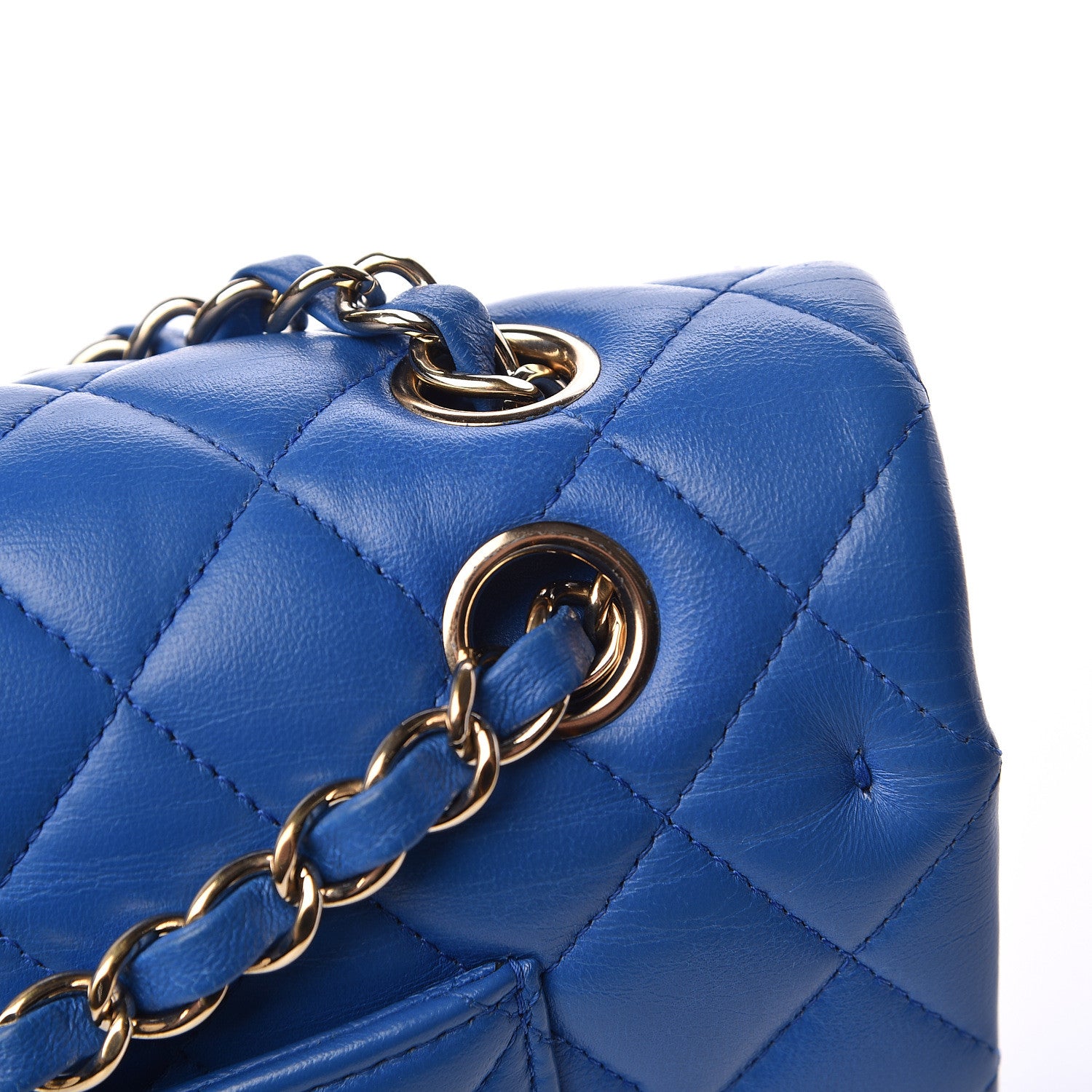 Chanel Lambskin Quilted Medium Double Flap Blue 14 of 18