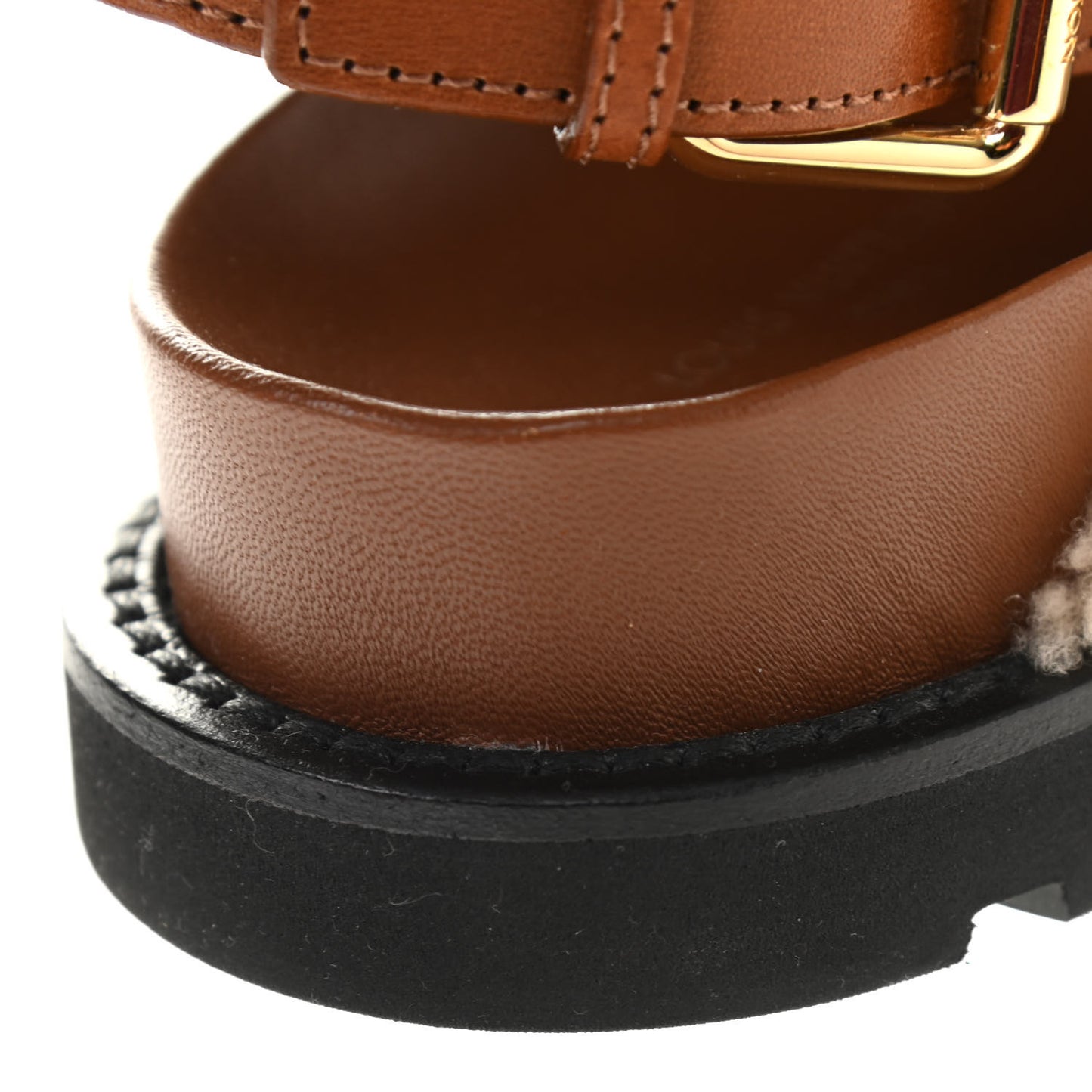 Shearling Paseo Sandals 38 Brown