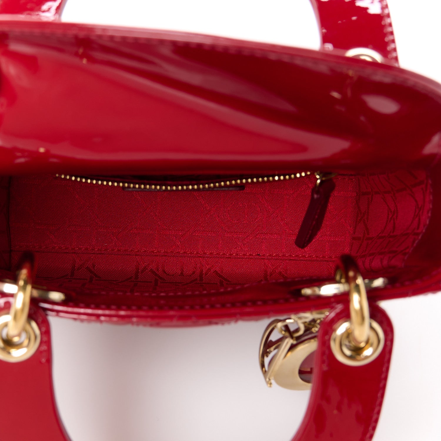 Christian Dior Patent Cannage Mini Lady Dior Red 5 of 10