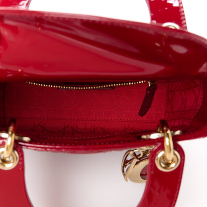 Christian Dior Patent Cannage Mini Lady Dior Red 5 of 10