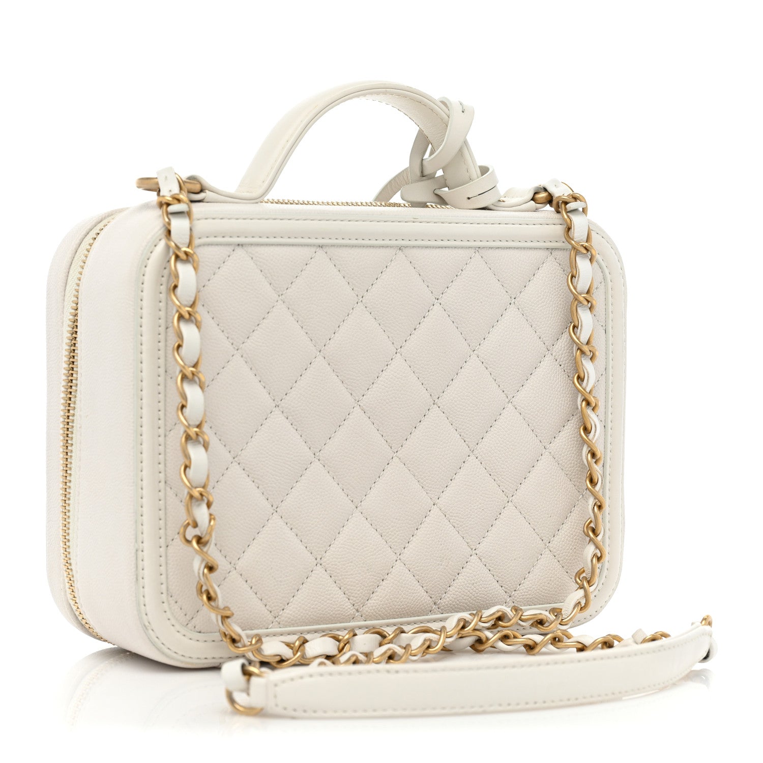 Chanel Caviar Quilted Medium CC Filigree Vanity Case White 3 of 18