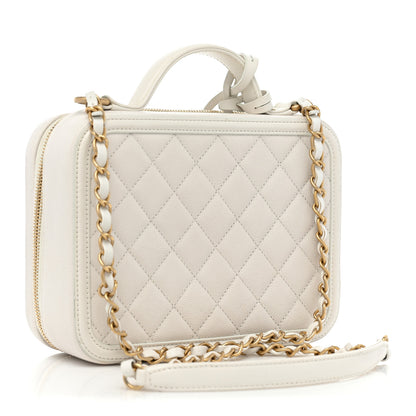 Chanel Caviar Quilted Medium CC Filigree Vanity Case White 3 of 18