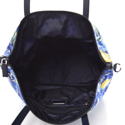 Prada Tessuto Nylon Saffiano Floral Print Tote Bluette Dis Primule 8 of 9