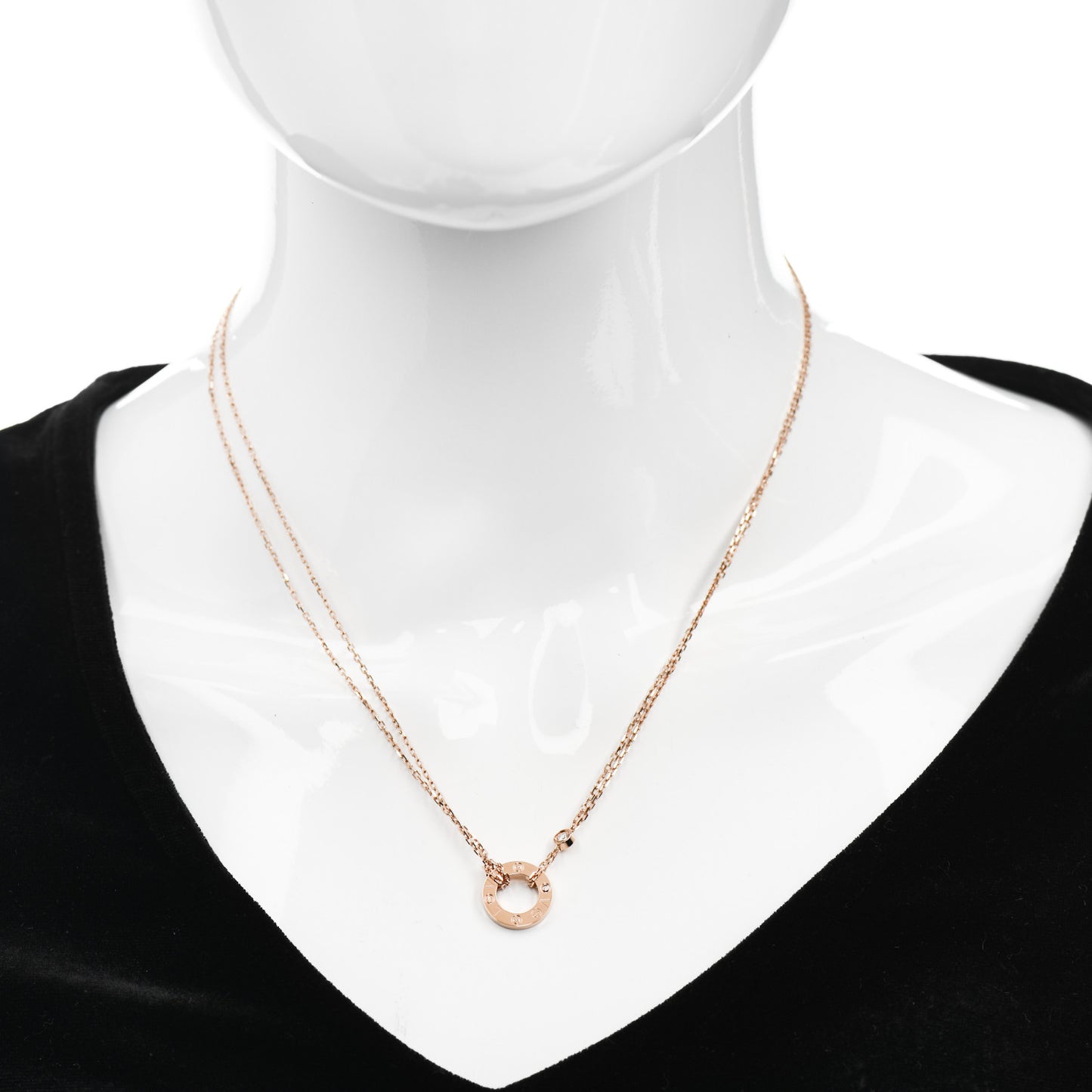 18K Pink Gold 2 Diamond LOVE Necklace