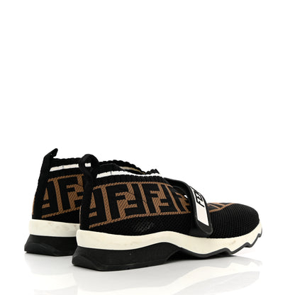 Fendi Stretch Yarn FF Stiff Band Rockoko Sneakers 37.5 Black White Tobacco 4 of 19