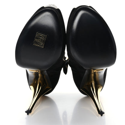 Louis Vuitton Suede Peep Toe Platform Booties 39 Black 5 of 7