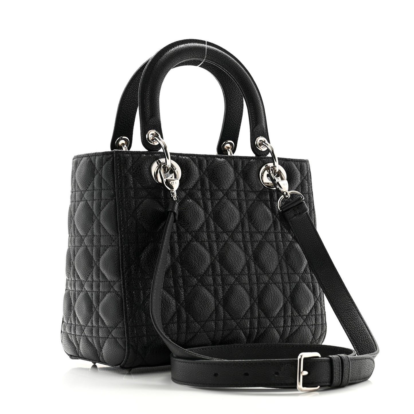 Grained Calfskin Cannage Medium Lady Dior Black