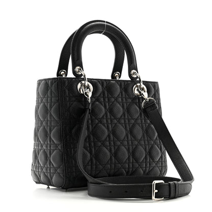 Christian Dior Grained Calfskin Cannage Medium Lady Dior Black 3 of 11