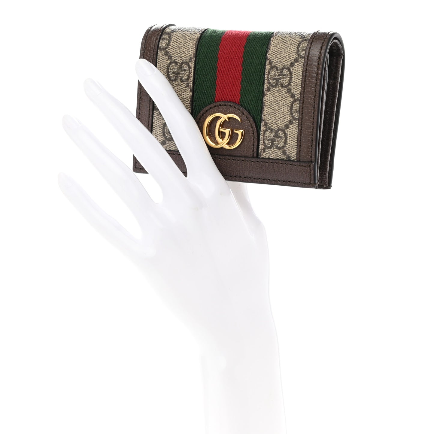 GG Supreme Monogram Web Ophidia Card Case Beige New Acero