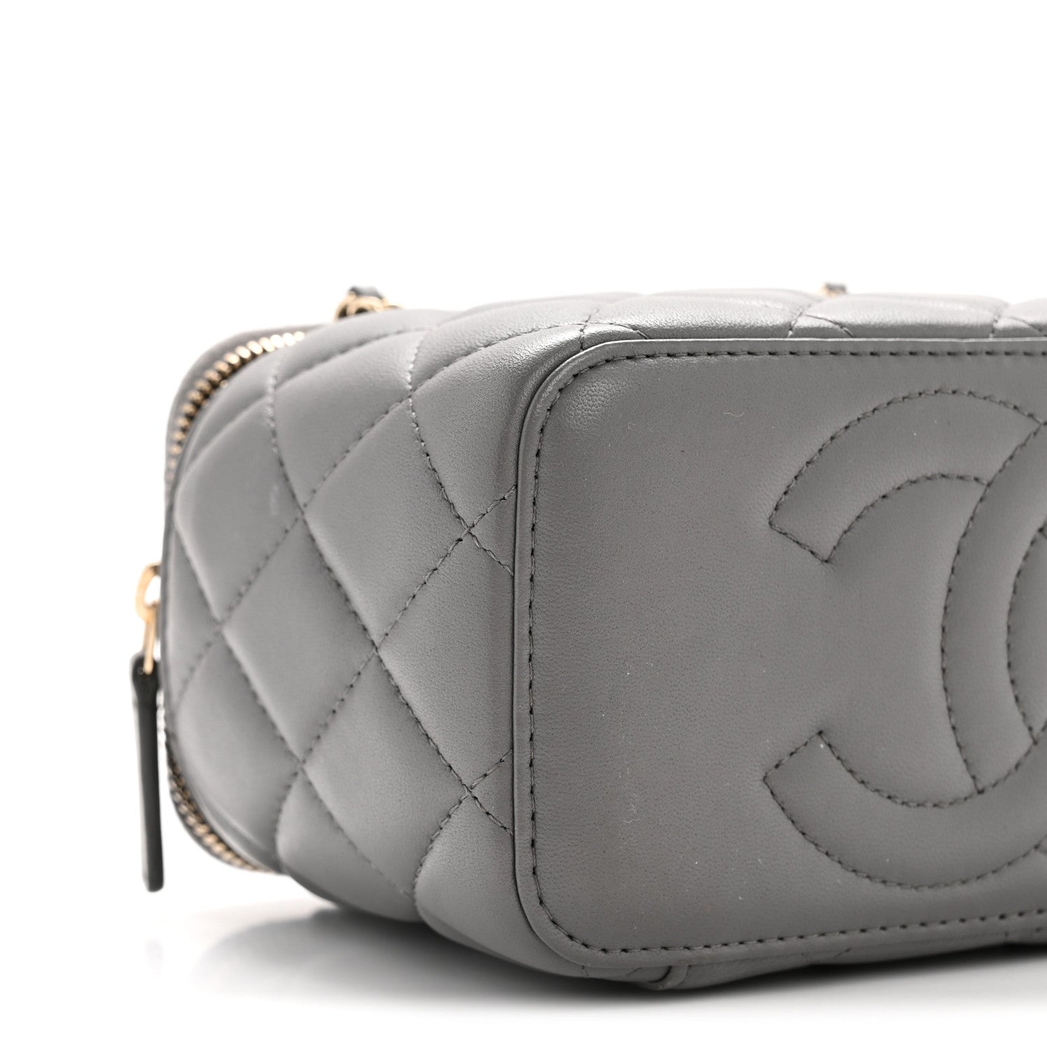 Chanel Lambskin Quilted Small Top Handle Vanity Case With Chain Dark Grey 9 of 12