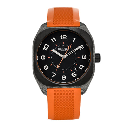 Hermes Glass Fiber Ceramic Rubber 39mm H08 Automatic Watch Orange 1 of 5