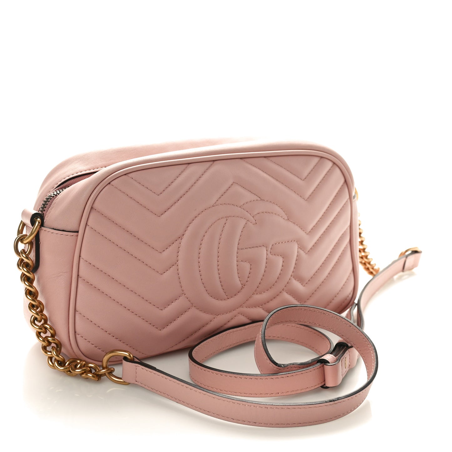 Calfskin Matelasse Small GG Marmont Chain Shoulder Bag Perfect Pink