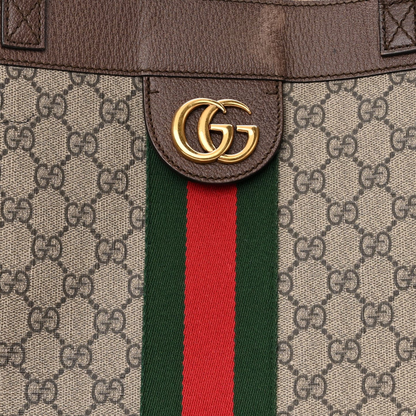 GG Supreme Monogram Web Ophidia Tote Brown