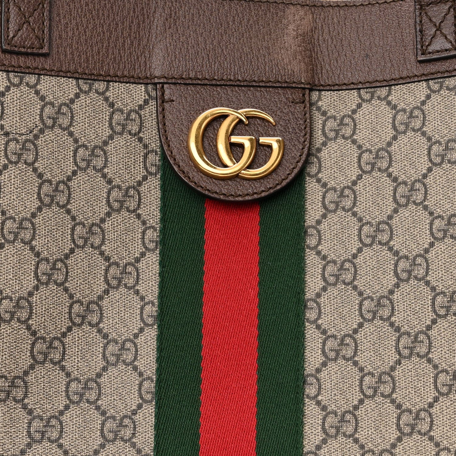 Gucci GG Supreme Monogram Web Ophidia Tote Brown 9 of 17