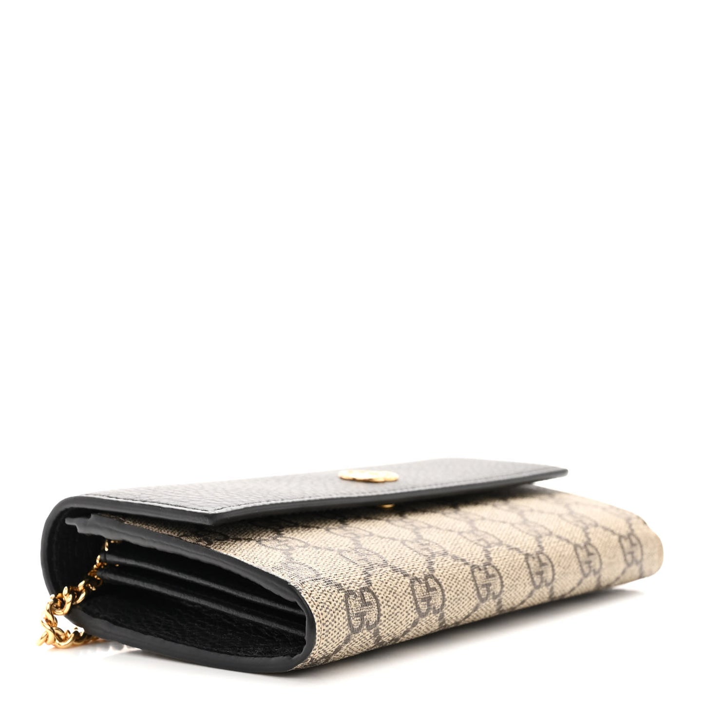 Dollar Calfskin GG Supreme Monogram Petite GG Marmont Wallet Chain Bag Black Beige Ebony