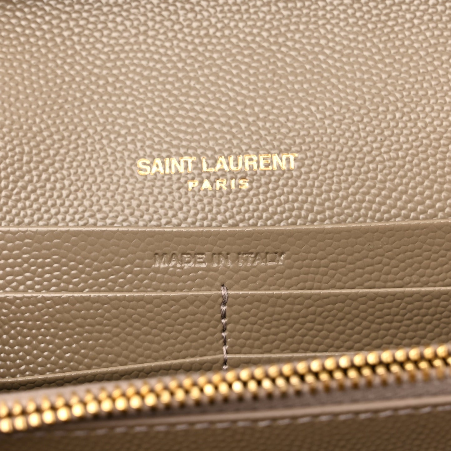 Grain De Poudre Mixed Matelasse Triquilt Monogram Chain Wallet Dark Beige