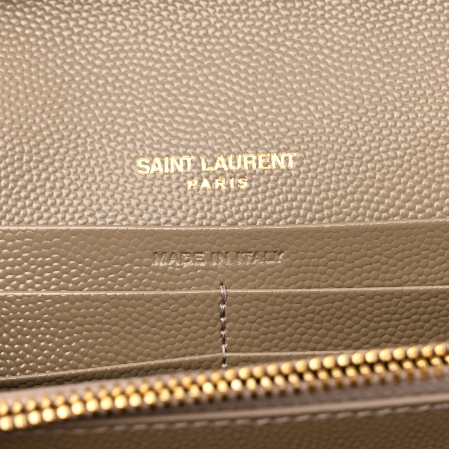 Saint Laurent Grain De Poudre Mixed Matelasse Triquilt Monogram Chain Wallet Dark Beige 6 of 11