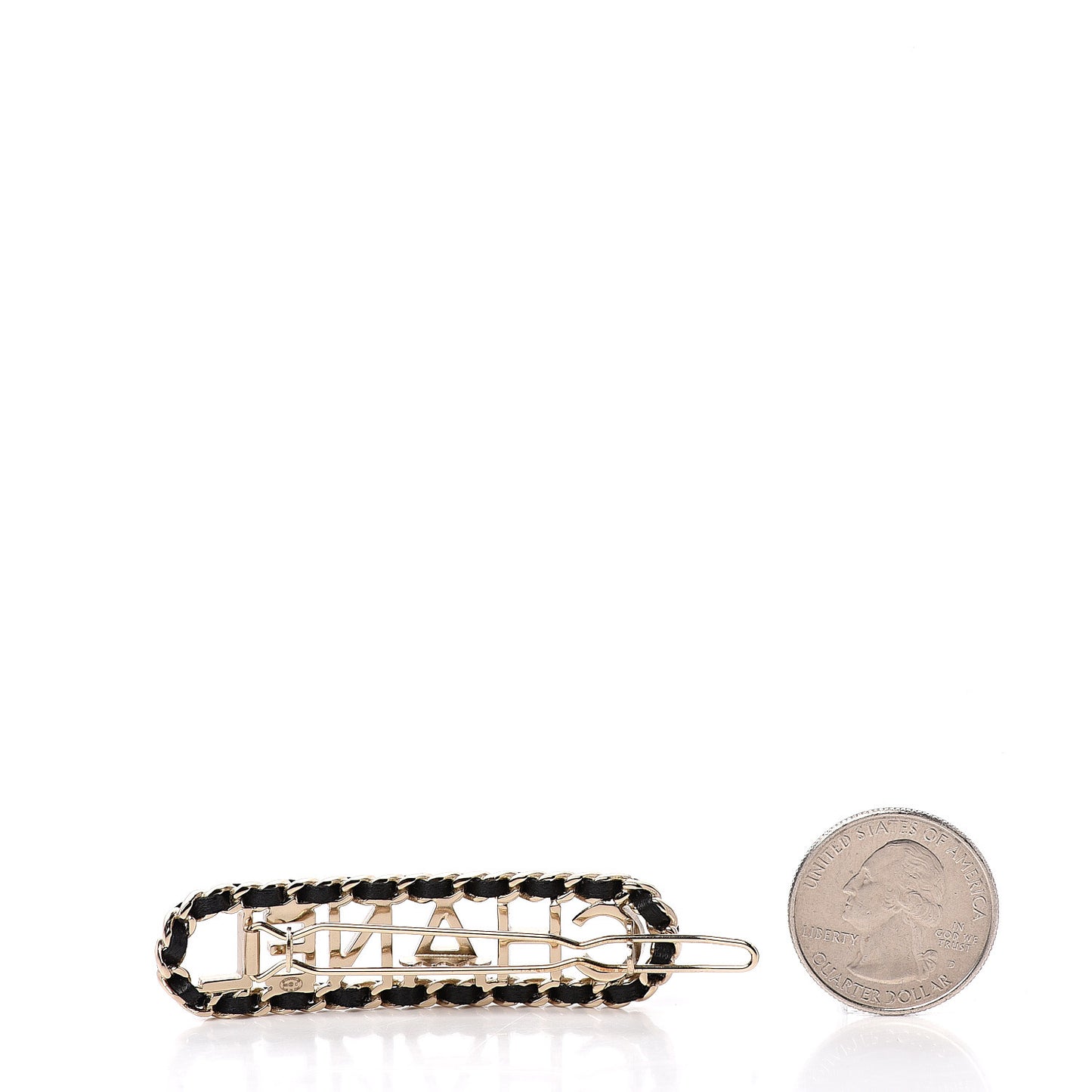 Metal Lambskin Vintage Allure Logo Hair Clip Black Gold