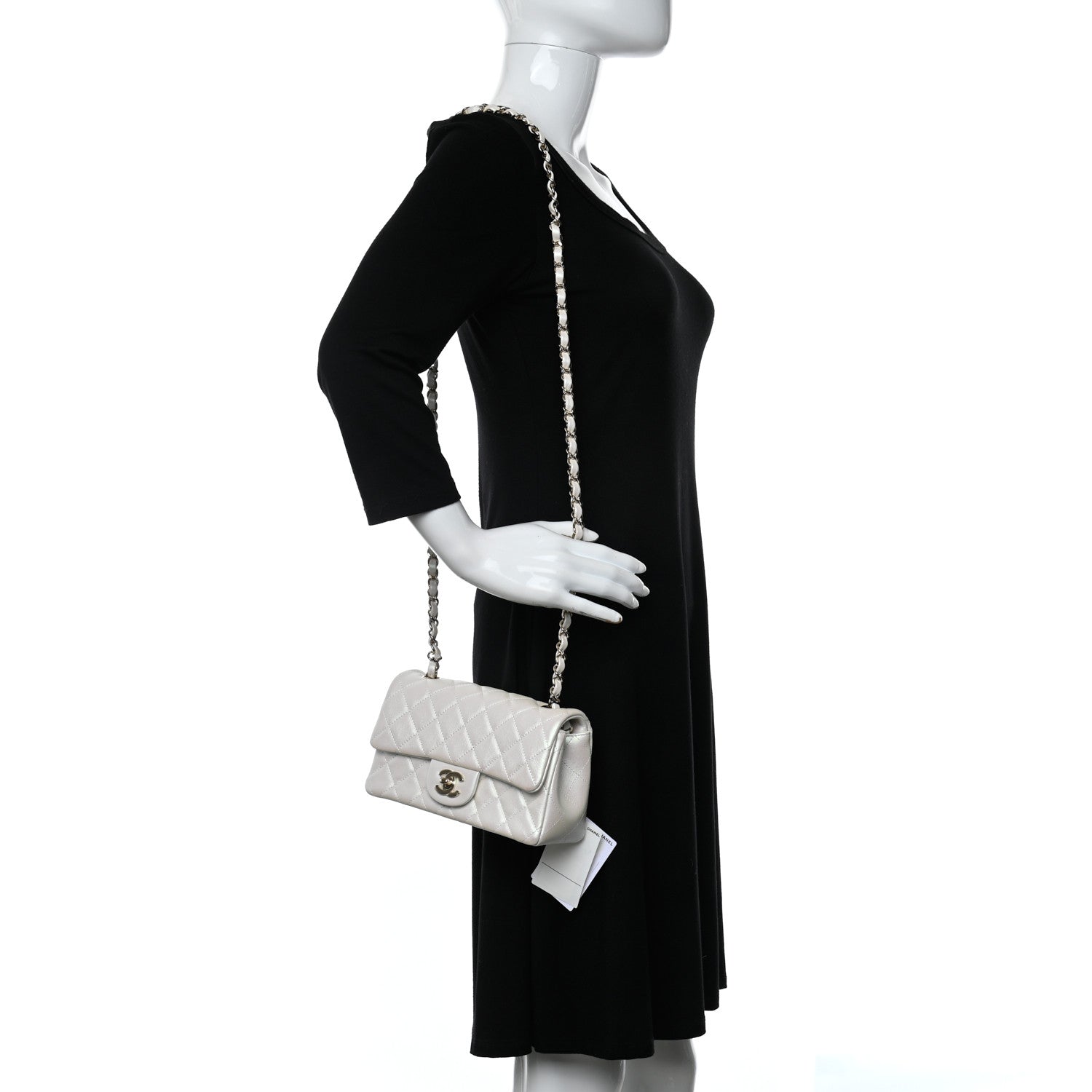 Chanel Iridescent Calfskin Quilted Mini Rectangular Flap White 2 of 11