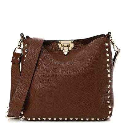 Valentino Garavani Pebbled Calfskin Small Rockstud Flip-Lock Messenger Bag Light Brown 1 of 11