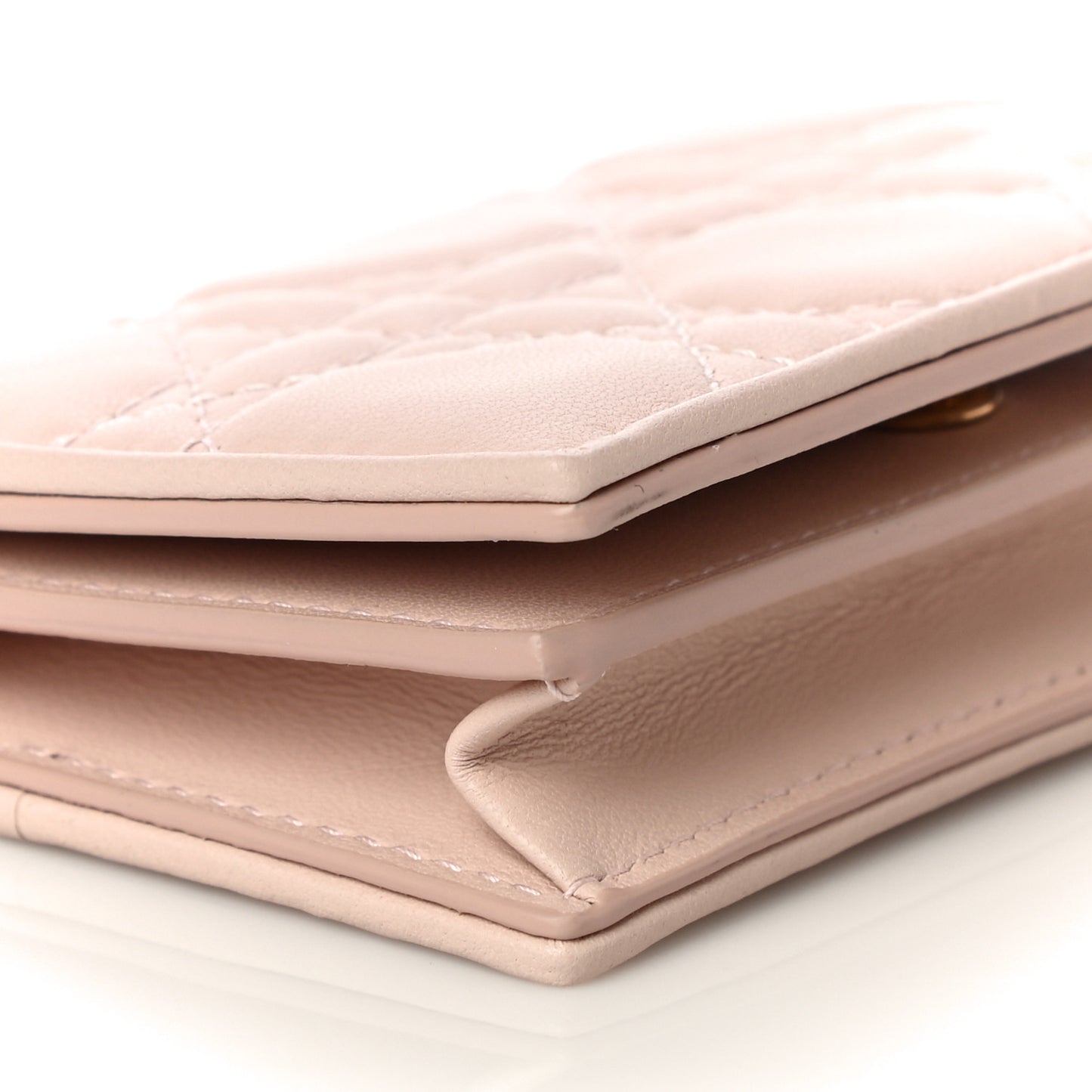 Lambskin Cannage Small Lady Dior Flap Card Holder Light Pink