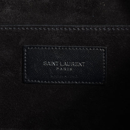 Saint Laurent Calfskin Crocodile Embossed Medium Emmanuelle Bucket Bag Black 6 of 7