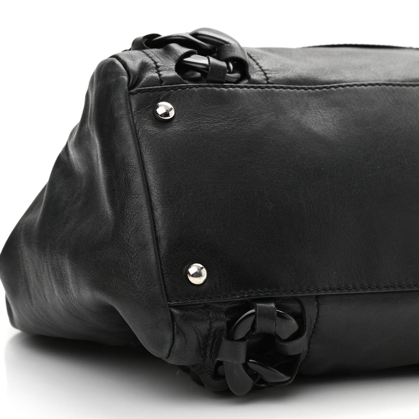 Calfskin Modern Chain Rhodoid East West Tote Black