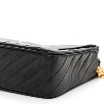 Chanel Lambskin Diagonal Quilted Tassel Camera Bag Black 9 of 9