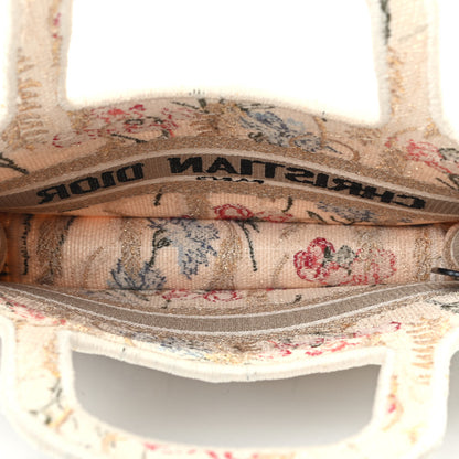 Christian Dior Canvas Embroidered Hibiscus Printed Mini Book Tote Beige Multicolor 5 of 9