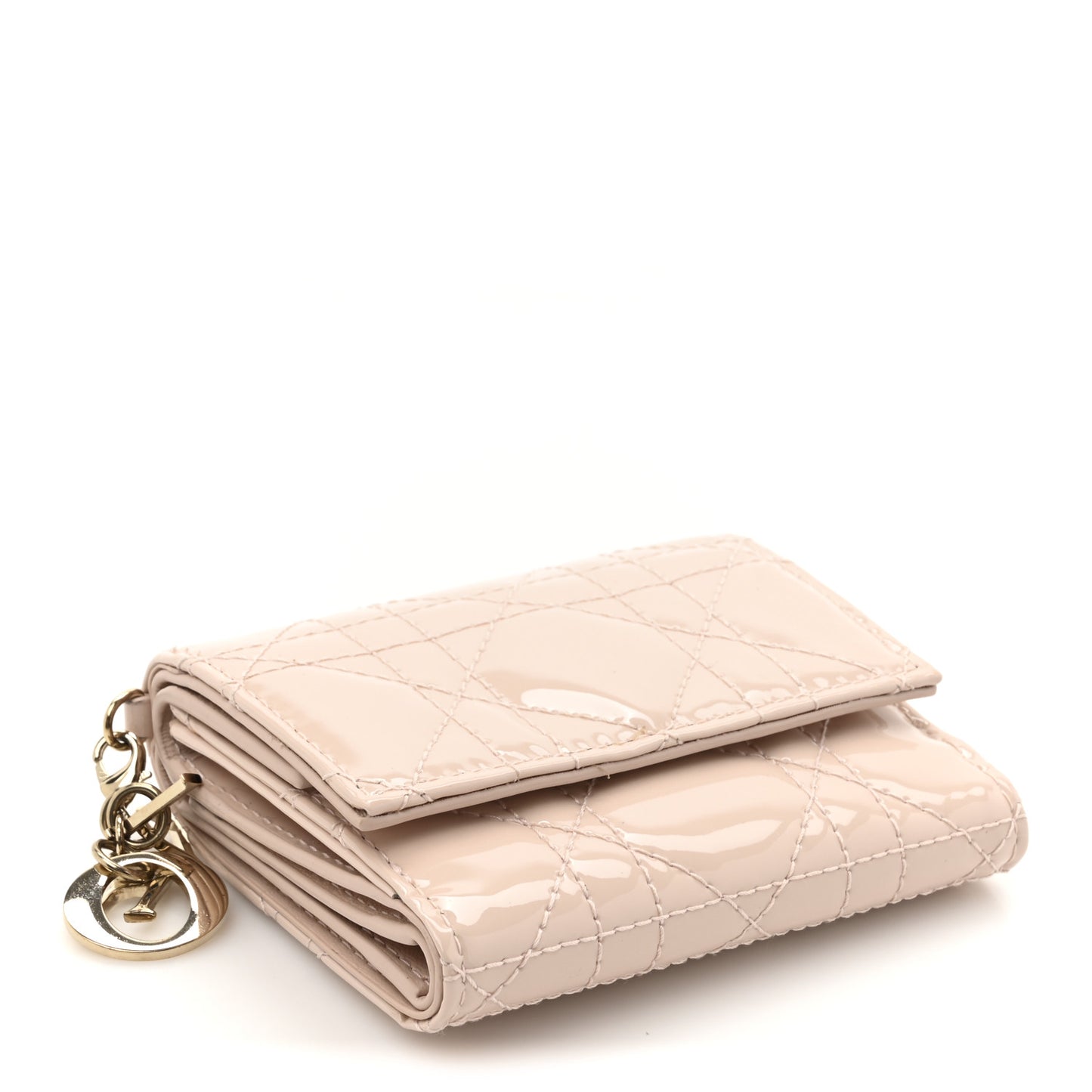 Patent Cannage Lady Dior Lotus Wallet Powder Pink