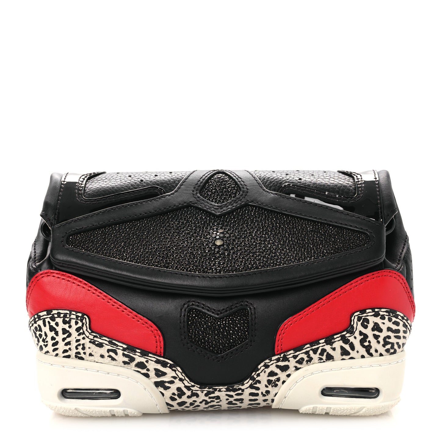 Stingray Calfskin Perforated Sneaker Clutch Black Red White