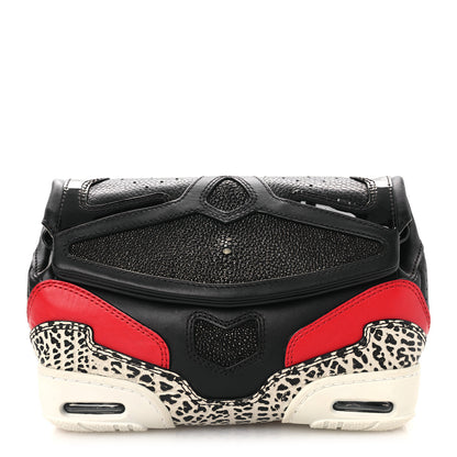 Alexander Wang Stingray Calfskin Perforated Sneaker Clutch Black Red White 1 of 12