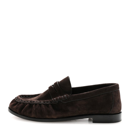 Saint Laurent Suede Le Loafer 15 Penny Slippers 38 Dark Chocolate 1 of 10