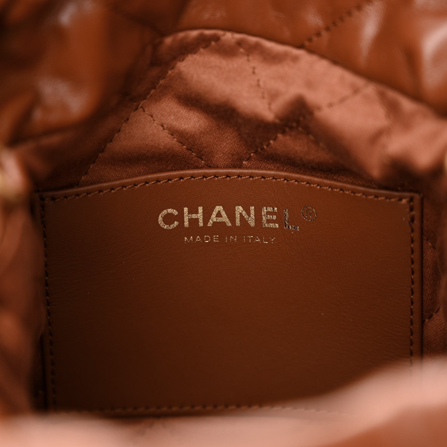 Chanel Shiny Calfskin Quilted Mini Chanel 22 Light Brown 6 of 10