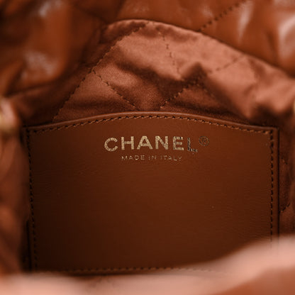 Chanel Shiny Calfskin Quilted Mini Chanel 22 Light Brown 6 of 10