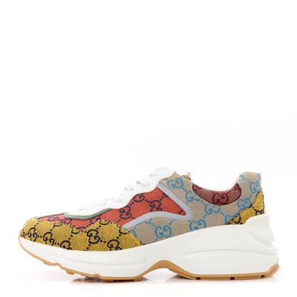 Gucci Monogram Multicolor Demetra Womens Rhyton Sneakers 41 Yellow Blue Great White Tabasco 1 of 8