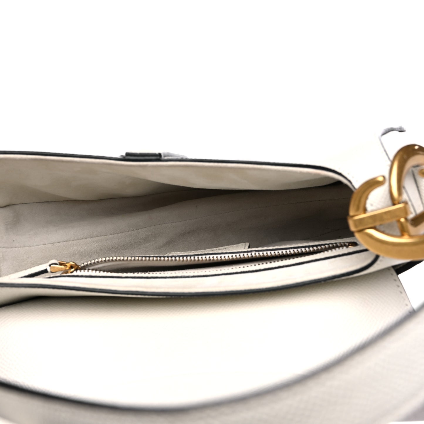 Grained Calfskin Saddle Bag White